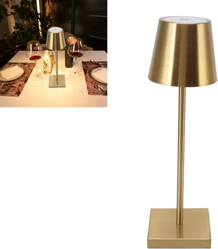 Vista 8 de Haofy Lámpara de mesa LED inalámbrica, lámpara de escritorio táctil, moderna, simple, recargable, de alto brillo, regulable, interruptor táctil, luz