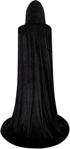 Vista 3 de Unisex Full Length Hooded Robe Cloak Long Velvet Cape Cosplay Costume
