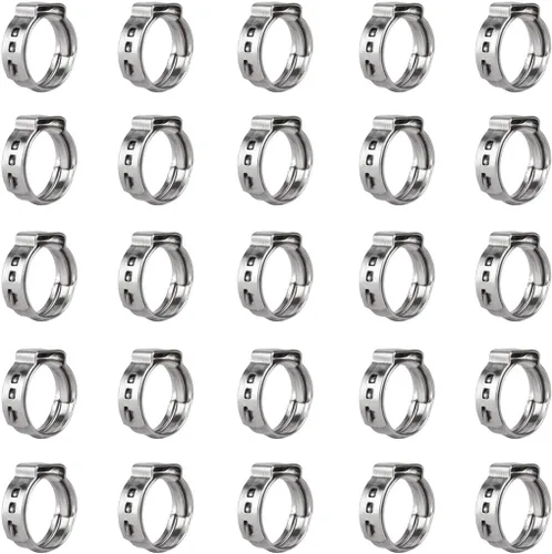 Vista 4 de 40 piezas de abrazaderas de manguera de una oreja de 5,8 mm-7 mm, abrazaderas PEX de cincha de acero inoxidable 304, anillos de crimpado de cincha