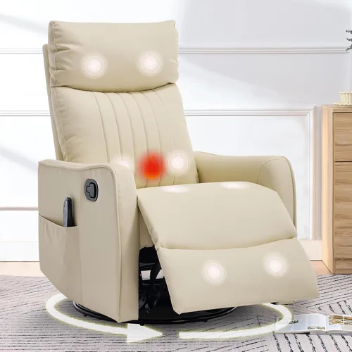Vista 22 de cinkehome Silla mecedora reclinable giratoria pequeña para cuarto de bebé