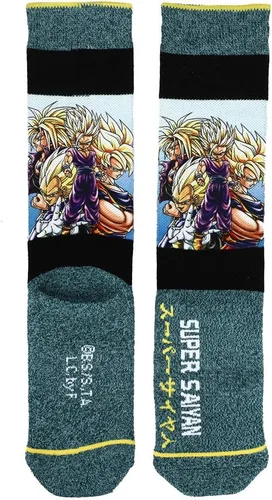 Vista 2 de Bioworld Dragon Ball Z Gohan Super Saiyan Athletic Crew Calcetines para hombre, Azul