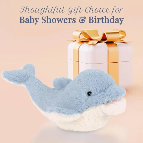 Vista 6 de MON AMI Oceanne - Peluche de delfín, animal de peluche suave de 11 pulgadas para acurrucarse, jugar y coleccionar, adorable delfín abrazable