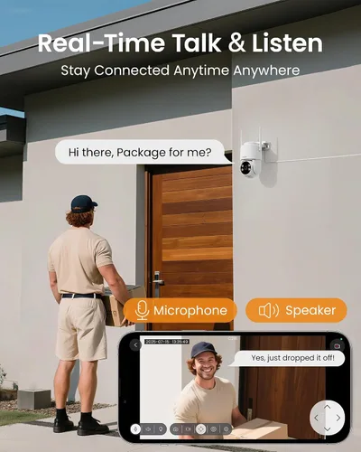 Vista 8 de Anlapus 2 cámaras de seguridad WiFi C281 3MP 2K para exteriores, cámara de seguridad con cable Pan/Tilt de 360°, detección AI, pista automática