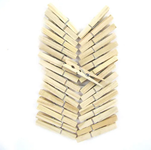 Vista 2 de Treasure Gurus - Pinzas de ropa de madera natural, 32 piezas, pinzas para ropa de primavera, para colgar