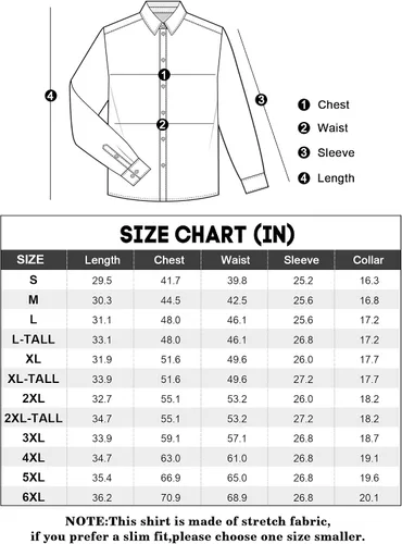 Vista 7 de Alimens & Gentle Camisas de vestir para hombre, sin arrugas, de manga larga, elástica, formal, con botones, con bolsillo