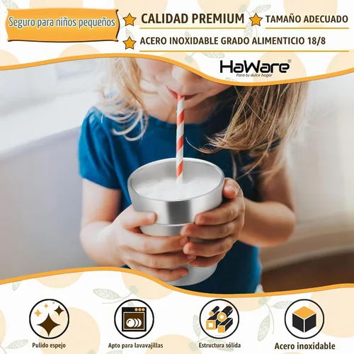 Vista 3 de HaWare Vasos de acero inoxidable para niños pequeños, 6 onzas, 4 paquetes