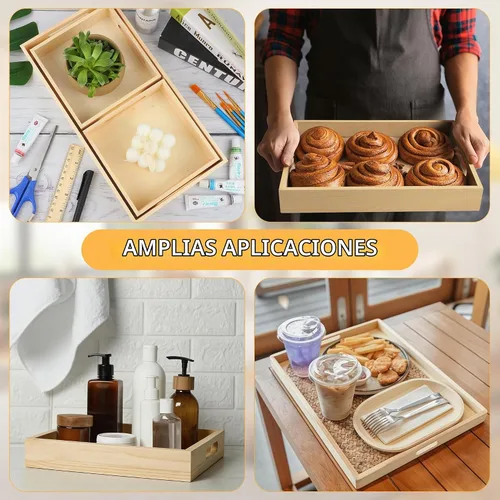 Vista 7 de Aodaer 7 bandejas de madera, bandejas de madera anidadas para servir