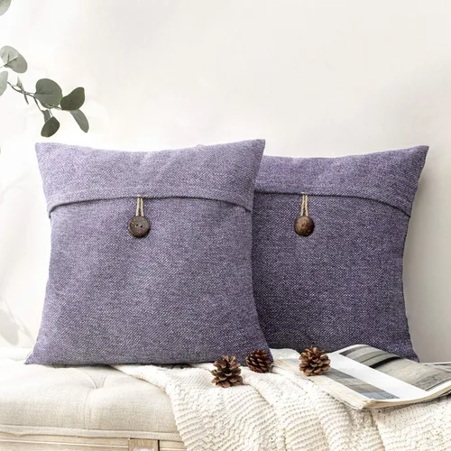 Vista 7 de Phantoscope - Juego de 2 fundas de almohada decorativas estilo campestre, de botón de coco premium y lino vintage, color blanco hueso, para sofá