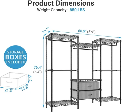 Vista 6 de VIPEK V20 Plus Perchero para dormitorio/vestidor, negro