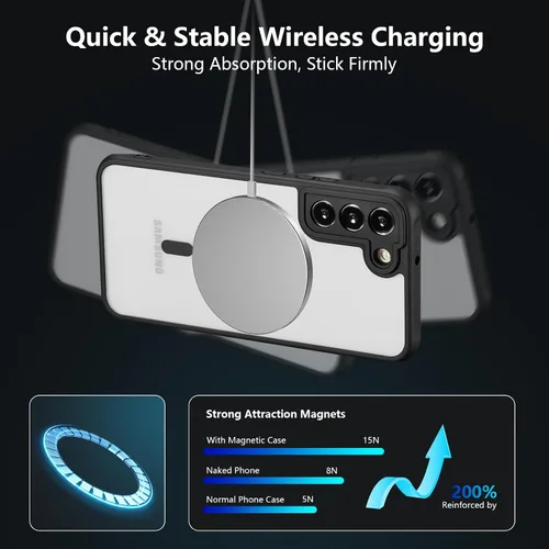 Vista 2 de RALEAVO - Funda magnética para Samsung Galaxy S22 [Compatible con Magsafe], cubierta mate y brillante delgada, parte trasera de policarbonato duro
