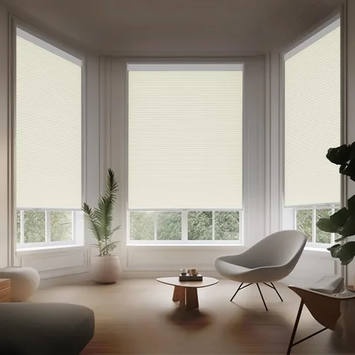 Vista 6 de Persiana celular opaca para ventana, sin cables, con protección UV, aislamiento fácil de instalar para dormitorio, oficina, sala de estar, beige