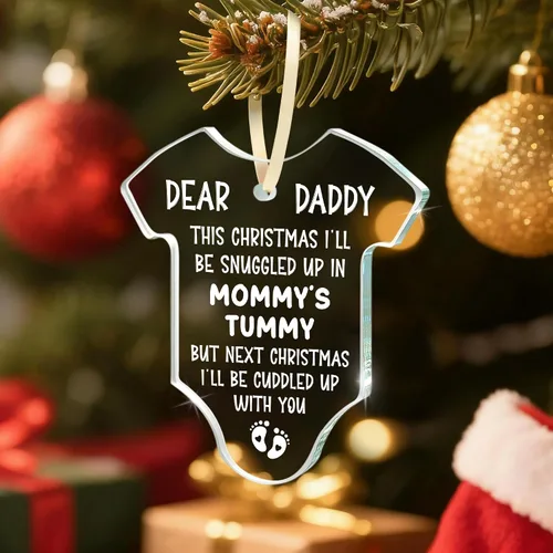 Vista 3 de Regalos para papá que espera: regalo de revelación de Navidad para nuevos padres, promocionado a papá nuevo papá por primera vez, adorno de Navidad