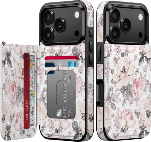 Vista 339 de LETO para iPhone 15 Pro Funda tipo cartera - Tapa tipo folio con patada - Diseños de moda - Tarjetero - Funda protectora para mujeres y niñas - 6.1
