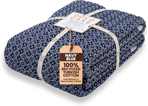 Vista 20 de Gold Case - Manta para sofá, mantas y mantas 100% algodón turco reciclado, mantas suaves Buffalo para sala de estar, manta tejida decorativa Boho