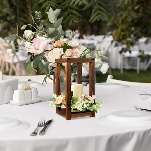 Vista 6 de Hushee Juego de 30 velas de madera para centros de mesa de boda, color Marrón