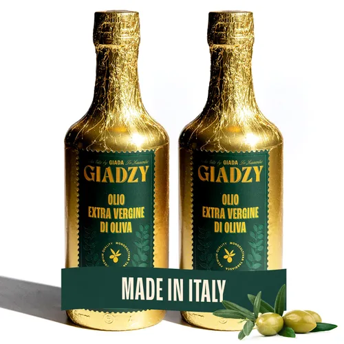 Vista 8 de Giadzy by Giada de Laurentiis Aceite de Oliva Virgen Extra - Aceite de oliva italiano prensado en frío sin filtrar de primera calidad, envoltura