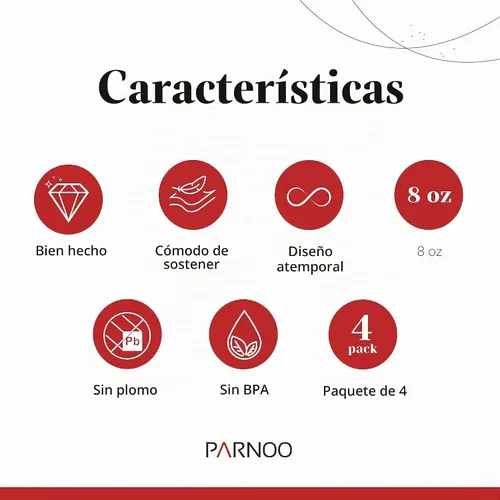 Vista 5 de PARNOO Tazas de café irlandesas, 8 onzas con mango y base de tallo con pies, vasos transparentes para té, café y chocolate caliente, juego de 4