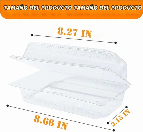 Vista 2 de MANSHU 100 recipientes de plástico transparente para llevar, recipiente desechable de postre con tapa, para ensaladas, pasta, sándwiches