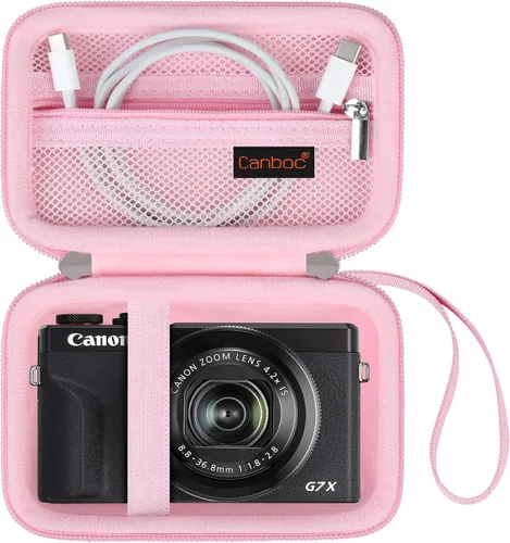 Vista 13 de Canboc Funda rígida para cámara digital Canon PowerShot G7X Mark III Mark II, PowerShot SX740 SX730, bolsa de malla para batería, cable USB, negro