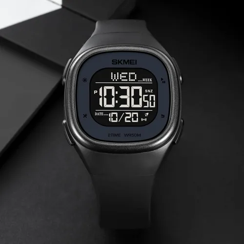 Vista 3 de Gosasa Reloj digital cuadrado minimalista para hombre, impermeable, reloj deportivo al aire libre con cronómetro, relojes de cuenta regresiva unisex