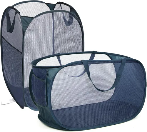 Vista 22 de Cestas plegables duraderas para lavandería, cesta desplegable resistente a desgarros para lavandería, cesta de ropa plegable con asas de transporte
