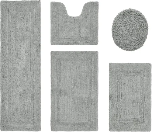 Vista 527 de Better Trends - Juego de 2 alfombras de baño 100% algodón, extra suaves, con borlas, de 17" x 24", alfombra de baño superabsorbente y reversible