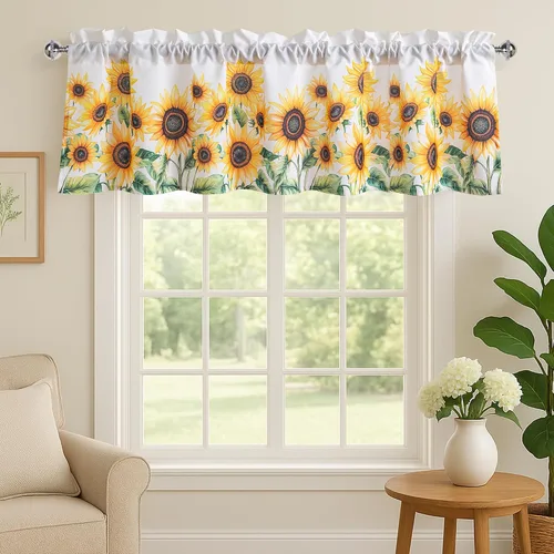 Vista 49 de XWZO Cortinas de cenefas de cocina para ventanas, sala de estar, dormitorio, baño, cubiertas superiores, estilo granja rústico, comedor, aislamiento