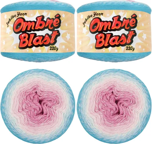 Vista 20 de JubileeYarn - Hilo Ombré Blast (7.76 oz/torta de algodón para bebé, 1 torta)
