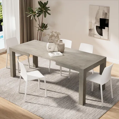 Vista 10 de Mobili Fiver, Iacopo Mesa de comedor extensible, color blanco Ashwood, fabricada en Italia