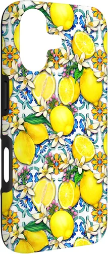 Vista 3 de Citrus Fruit Lemons Blue Tile Gardencore Farmcore Pattern Case for iPhone 17