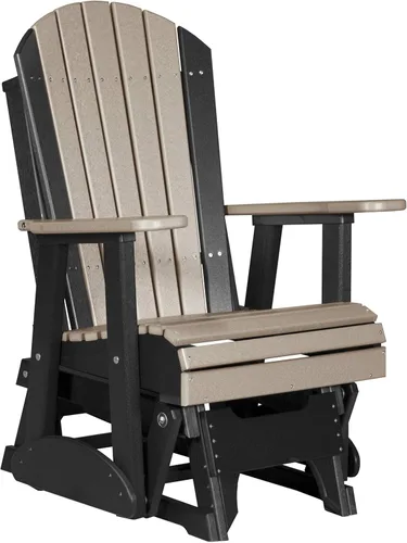 Vista 22 de LuxCraft Silla mecedora Adirondack de 2 pies, mecedora para patio al aire libre, balancín deslizante para exteriores (caoba antigua)