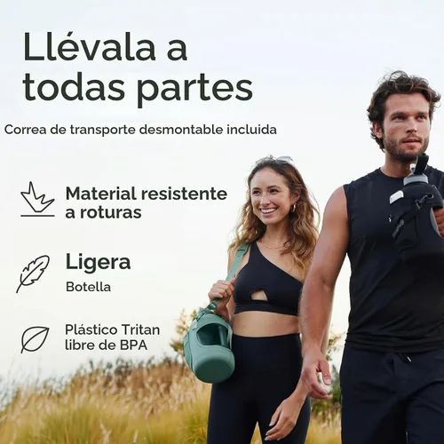 Vista 2 de Hydracy Botella de agua de plástico Tritan de 2.3 L sin BPA con correa de hombro ajustable, tapa a prueba de derrames y práctica boquilla de Lus