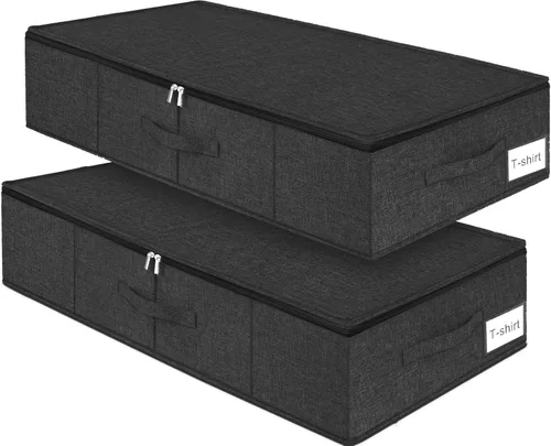 Vista 10 de Caja grande de conservación para vestidos de novia, paquete de 2 recipientes de almacenamiento debajo de la cama con tapas y asas, se adapta a