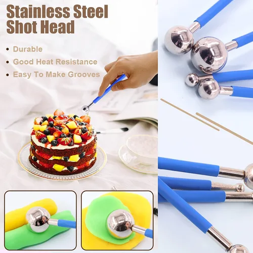 Vista 3 de 37 piezas de extrusora de arcilla de acero inoxidable, extrusora de pasta de azúcar, juego de herramientas de decoración de fondant con discos