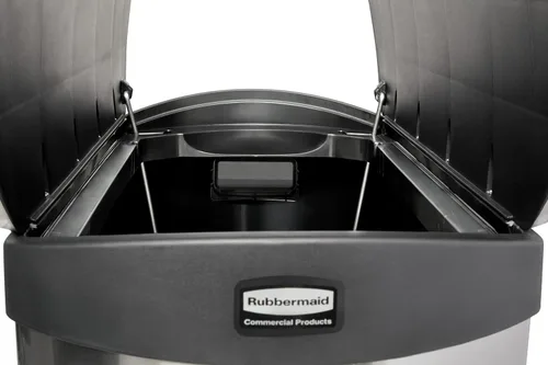 Vista 4 de Contenedor Rubbermaid Commercial Slim Jim, de acero inoxidable, Negro (Black Trim), 1