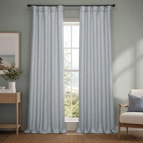 Vista 29 de HPD Half Price Drapes - Cortinas de lino sintético para sala de estar (2 paneles) - 100 pulgadas de ancho x 84 pulgadas de largo - Cortinas