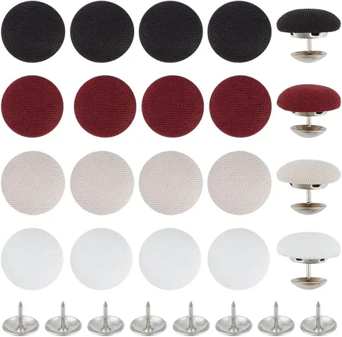 Vista 8 de BENECREAT Juego de 20 piezas de tela de 10 colores cubiertos con botones de metal, 0.728 in/0.73 pulgadas, tapa de béisbol cubierta de tela