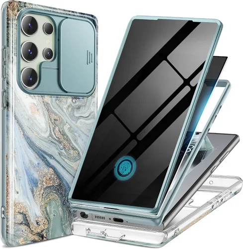 Vista 29 de GVIEWIN para Samsung Galaxy S23 Ultra Funda con cubierta deslizante para cámara, [Protector de pantalla incorporado] [2 Marcos frontales] Funda