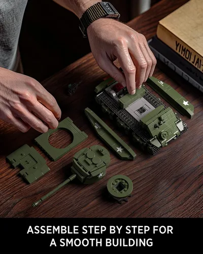 Vista 4 de Nifeliz Sherman - Juego de construcción de tanques militares para adultos, juguete coleccionable de modelo militar de la Segunda Guerra Mundial