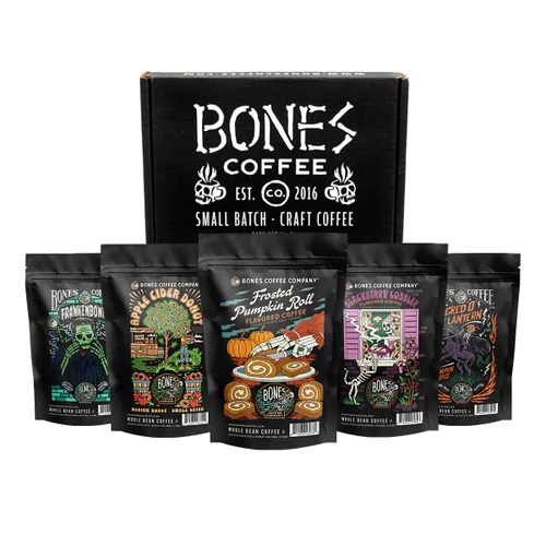 Vista 19 de Bones Coffee Company The Nightmare Before Christmas Caja de Coleccionista 5 Cafés de Sabores Granos de Arábica Bajo en Ácido Tostado Medio Café