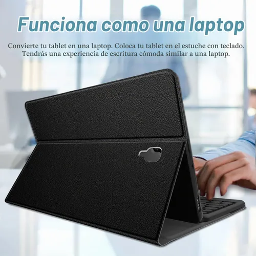 Vista 5 de Funda con teclado para Galaxy Tab S4 10.5 (SM-T830/T835, versión 2018), 7 colores retroiluminados desmontable inalámbrica con funda para Samsung
