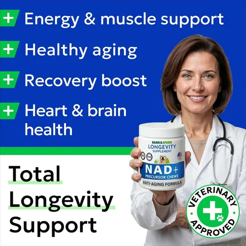 Vista 2 de BARK&SPARK NAD+ para perros - Fórmula avanzada de longevidad para un envejecimiento saludable Resveratrol, Quercetin & Nicotinamide - NMN