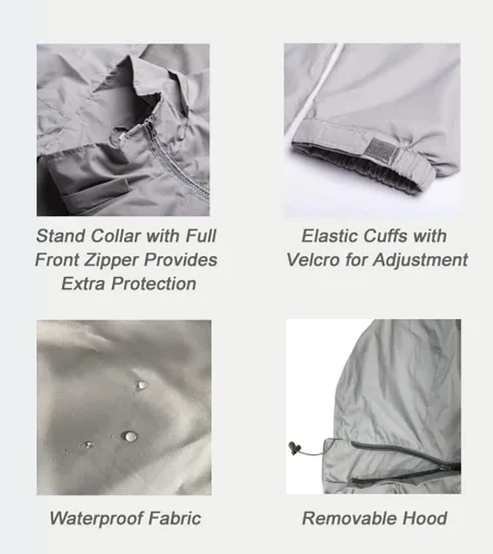 Vista 2 de Chaqueta impermeable cortavientos ligera para hombre con capucha extraíble