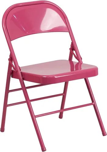 Vista 7 de Flash Furniture HERCULES COLORBURST Series - Silla plegable de metal con doble bisagra y triple apoyo, color fucsia