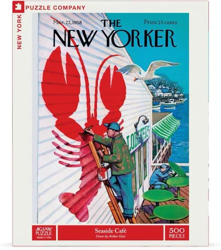 Vista 3 de New York Puzzle Company - New Yorker Seaside Cafe - Rompecabezas de 500 piezas