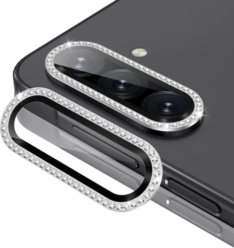 Vista 63 de Casetego Protector de lente de cámara para Galaxy Z Fold 8, [Diseño de purpurina mejorado], [Fuerte adherencia], lente de vidrio templado 9H negro