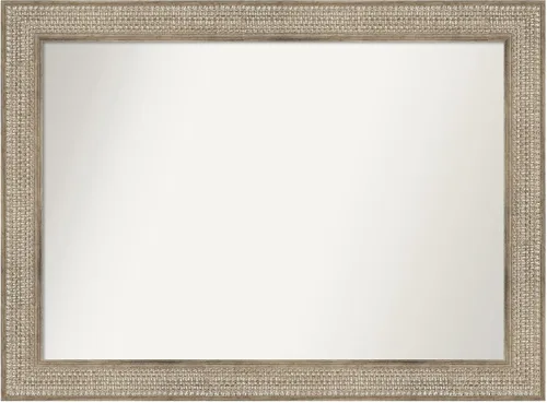 Vista 328 de Amanti Art Espejo de baño plateado para sobre fregadero, 26 x 26 pulgadas, espejo cuadrado de níquel pulido, marco de madera tradicional mediano, se
