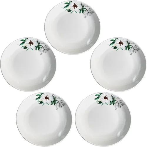 Vista 15 de Juego de 5 platos de cerámica con bonito diseño de gato, platos llanos grandes de porcelana para ensalada de postre de 7.28 pulgadas, platos