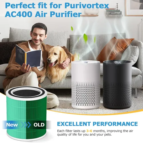 Vista 5 de Paquete de 2 filtros de repuesto absorbentes de toxinas AC400 para purificador de aire Purivortex AC400, filtro absorbente de toxinas AC400