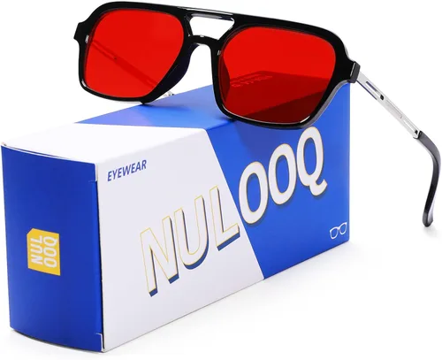 Vista 5 de NULOOQ Lentes de sol planos estilo aviador retro de los años 70 para mujeres y hombres, lentes de sol cuadrados vintage con marco pequeño
